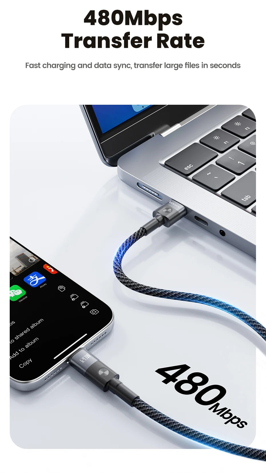 Toocki 6A USB to Type C Cable Charger 120W Turbo Super Charge USB C Cable Fast Charging for Xiaomi Mi 13 17 Pro Redmi Note POCO