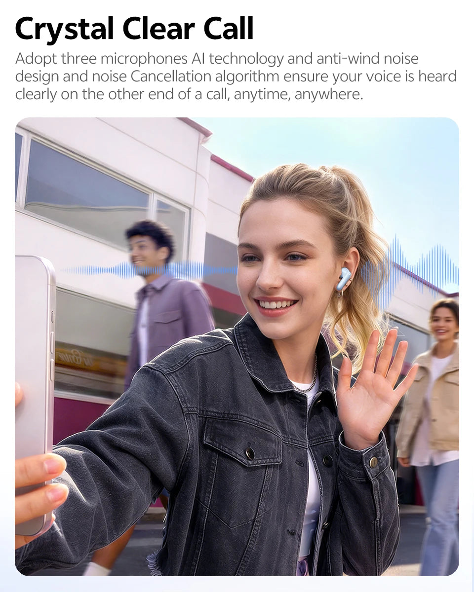 QCY T13 Pro HT23 Adaptive ANC Wireless Earbuds 13mm Drivers Powerful Bass 50dB Hybrid ANC Bluetooth 6.0 Earphones 6 Mics ENC 47H