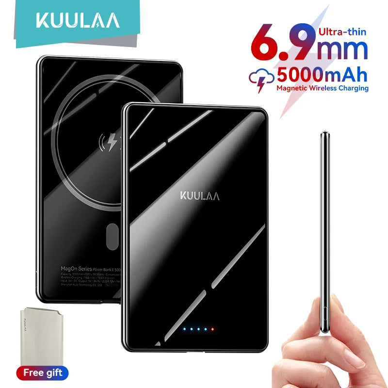 KUULAA Magnetic Power Bank 5000mAh Portable Charger 20W Fast Charging External Battery For Magsafe For iPhone17 16 15 14 Por Max