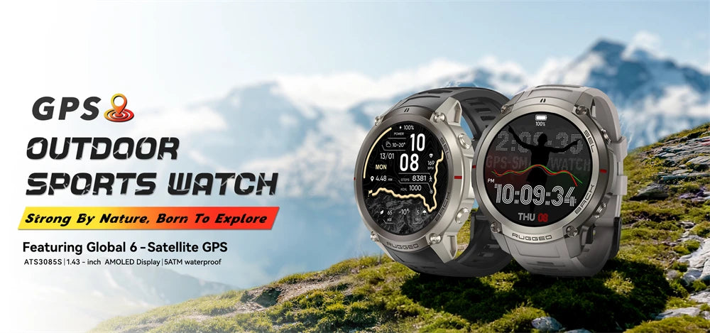 Outdoor Tactical GPS Smart Watch Offine Map Compass Heart Rate Monitor Fitness Tracker 5ATM Waterproof Adventure Sports Watches