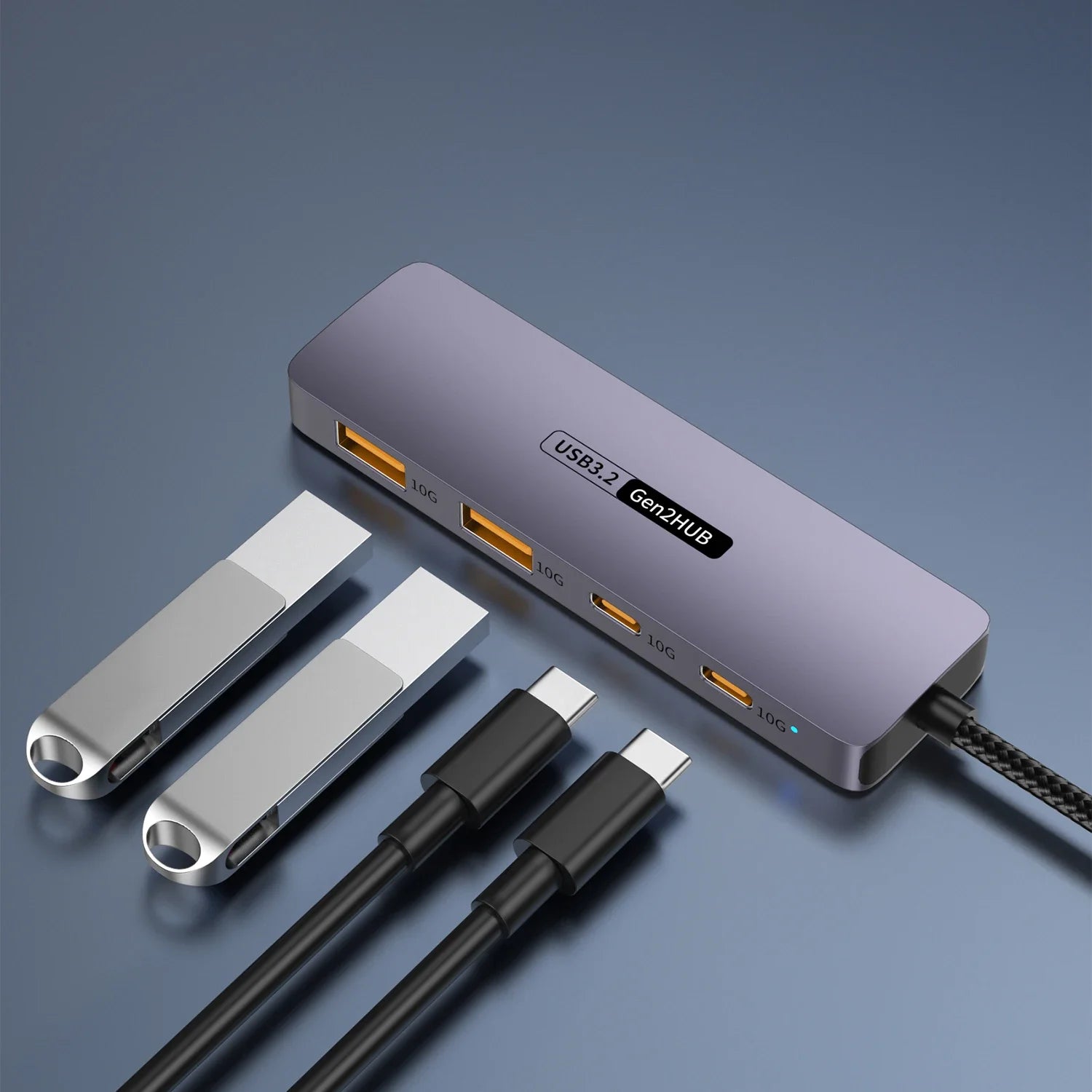 USB C Hub, 4-in-1 USBC Adapter, 2 * 10Gbps USB 3.2 Data Ports, 2 * 10Gbps USB-C Hight-Speed Data Transport Suit for MacBook Pro