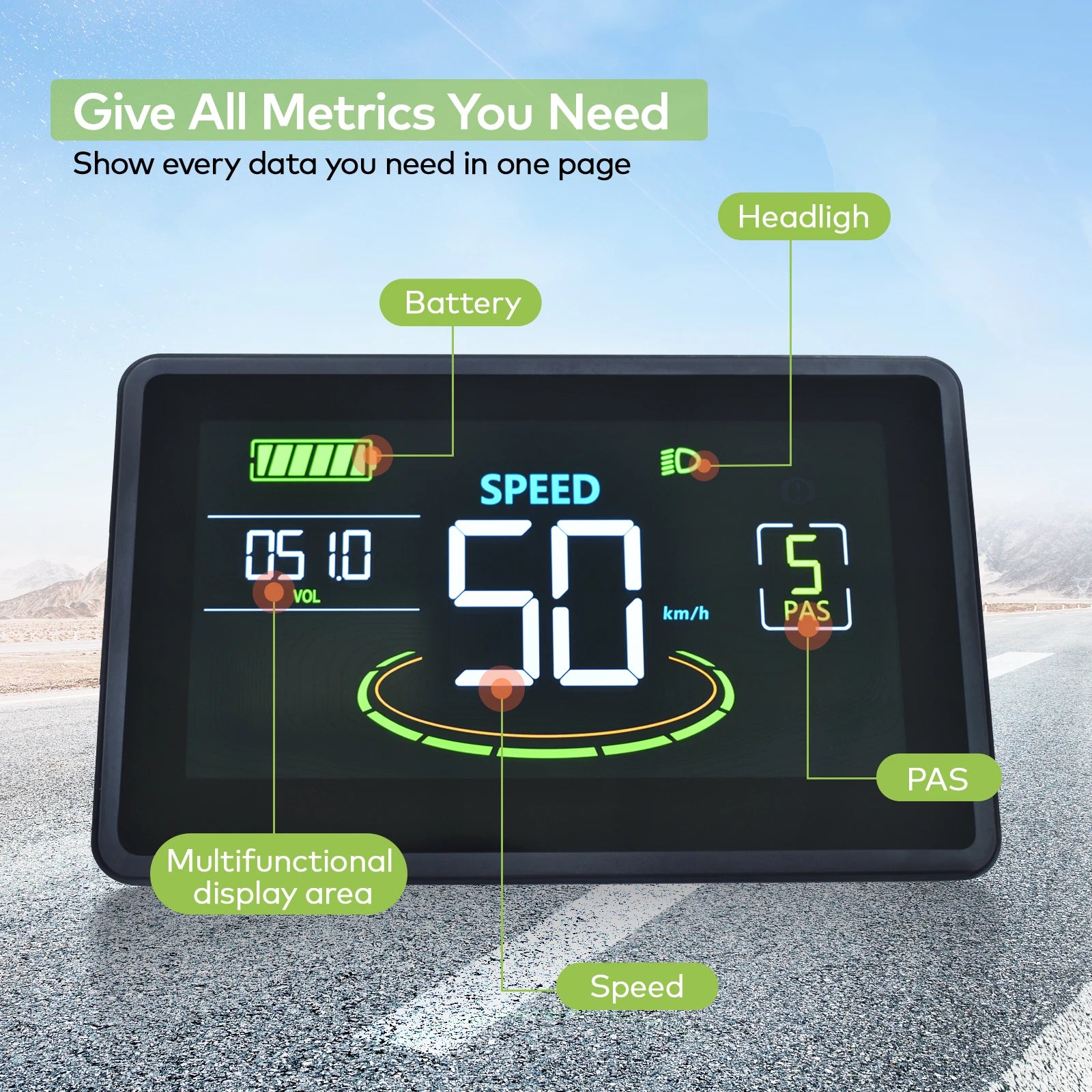H6C MTB Electric Bicycle Computer Riding Speedometer Digital Horizontal Screen Odometer Color Wired Bicycle Accessories