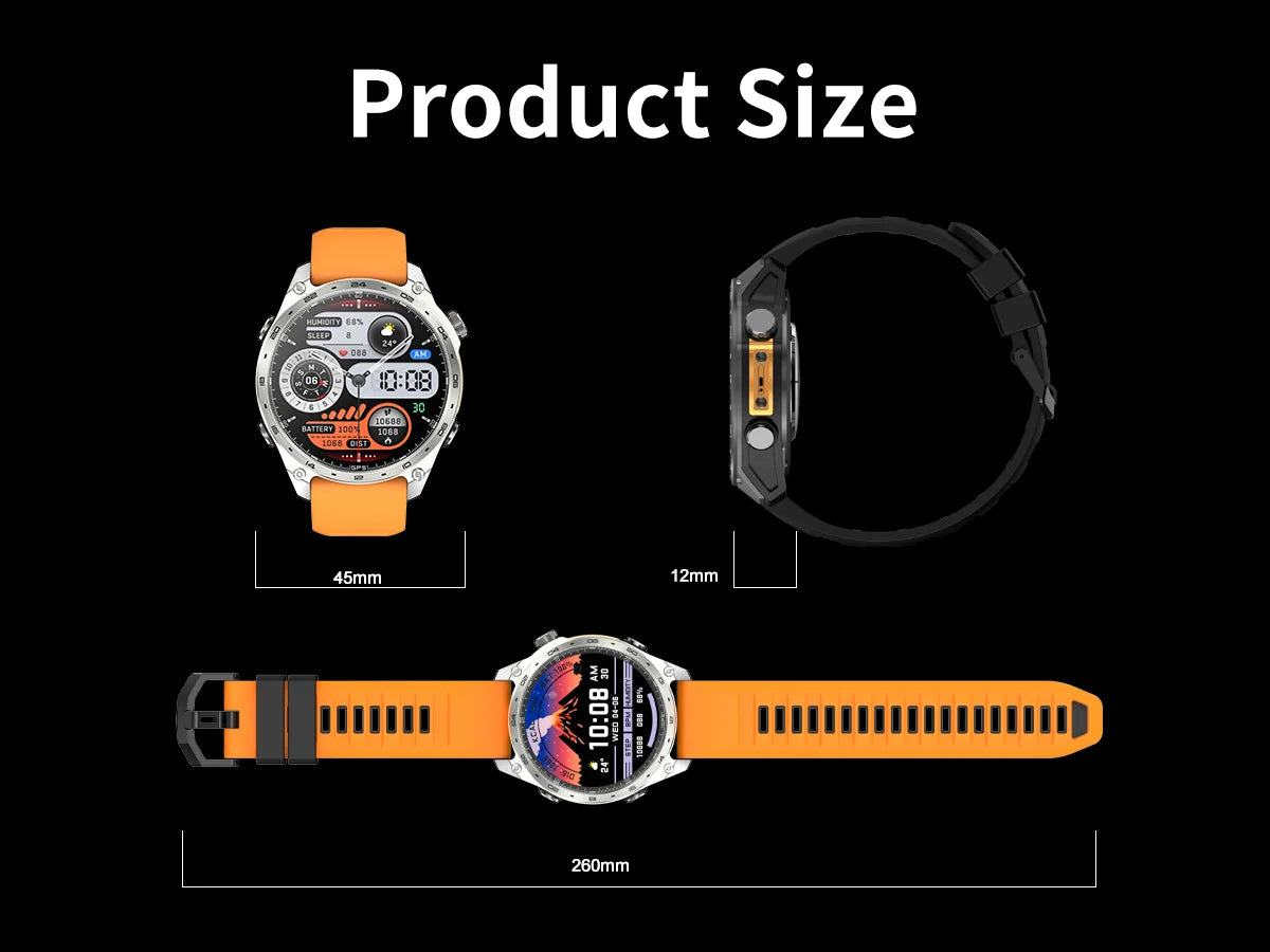 New Military Outdoor Smartwatch Built-in GPS Compass Altimeter 3ATM Waterproof 530mAh BT Call Watches Sports Smart Watch Men