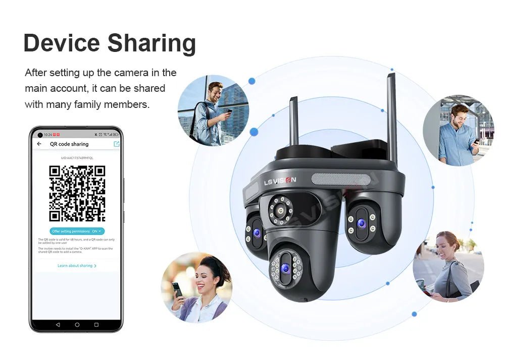 LS VISION 15MP Three Screens WiFi Security Camera Outdoor Three Lens Remote Rotation Color Night Vision Auto Tracking CCTV Cam