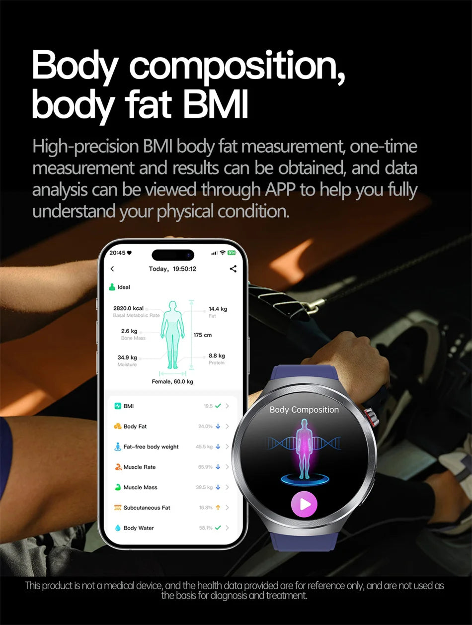 Hospital Level Accurate Measurement Blood Analysis Health Smart Watch ECG Uric Acid Blood Lipids BT Call Smart Watches For man