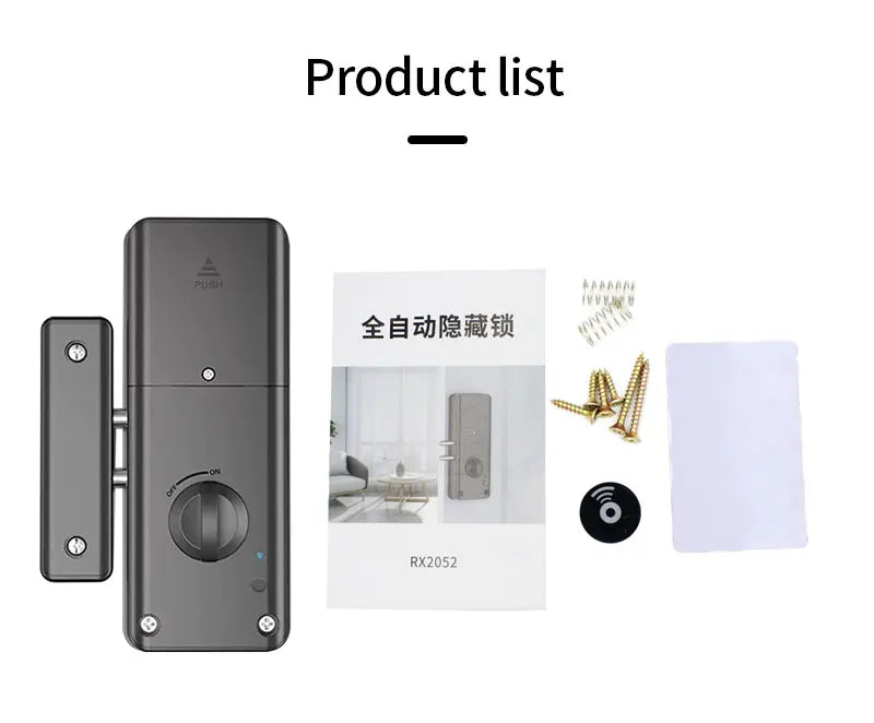 Tuya APP Remotely Control IC Card Lock Invisible Automatic Motor Bolt Lock For Home Wooden Door No Drilling Hole Installation
