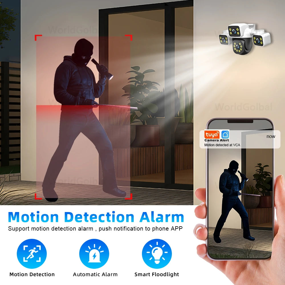 Tuya 15MP Three Lens 10MP Dual Lens Tuya Wifi Camera PTZ Outdoor Wireless Security Camera AI Human Monitoring Video Surveillance