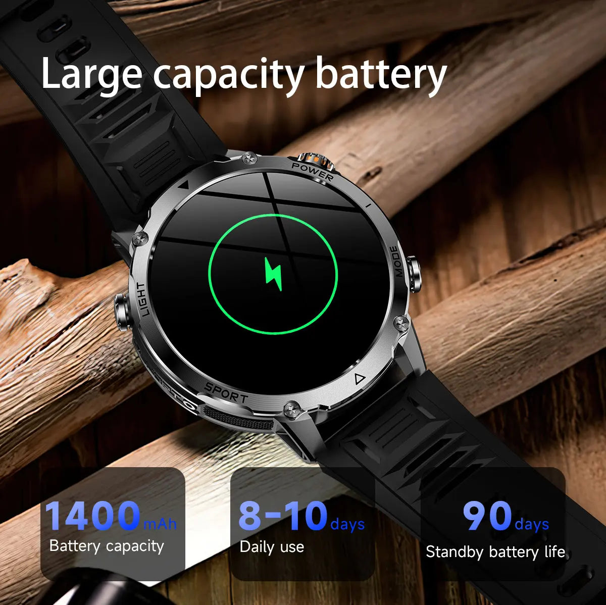 2026 New Military TANK SmartWatch Bluetooth call 10ATM Waterproof 1400mAh Battery Heart rate monitoring Outdoor Sports Watch Men