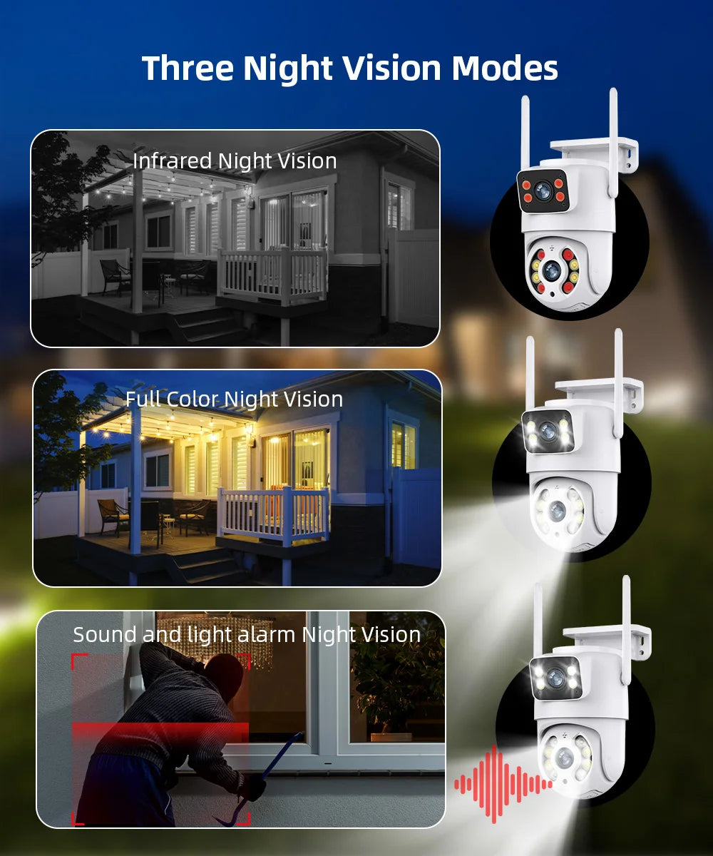 Tuya 8MP WIFI IP Camera PTZ Dual Lens Dual Screen Manual Detection Full Color Night Vision Outdoor Security Surveillance Camera