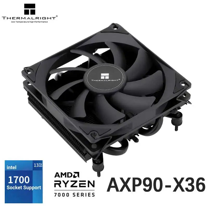 Thermalright AXP-90 X36 Black CPU Air Cooler with Quite 90mm PWM Fan 4 Heat Pipes 36mm Height for AMD AM4 Intel LGA 115X 1200
