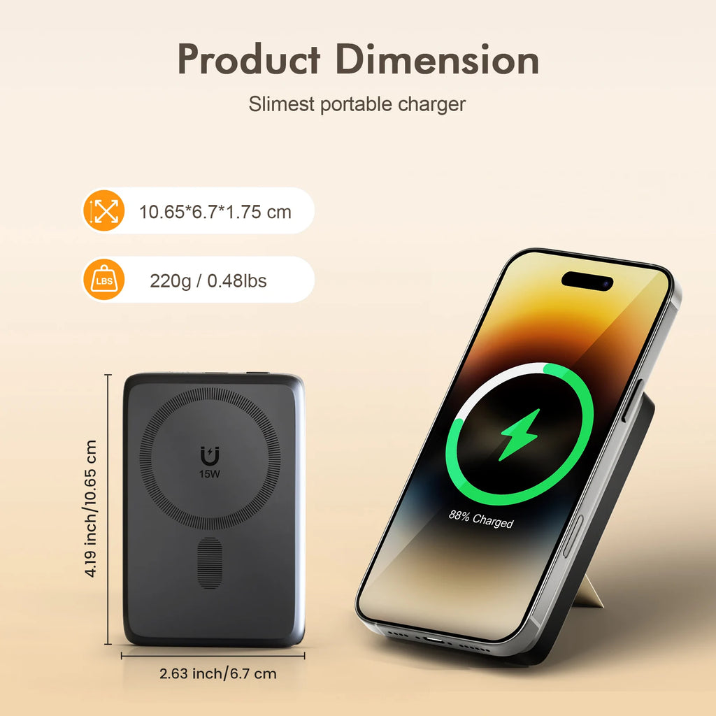 10000W Magnetic Power Bank Wireless Charger Portable Super Fast Charging 22.5W with USB C Cable For iPhone 16/15/14/13/12 Series