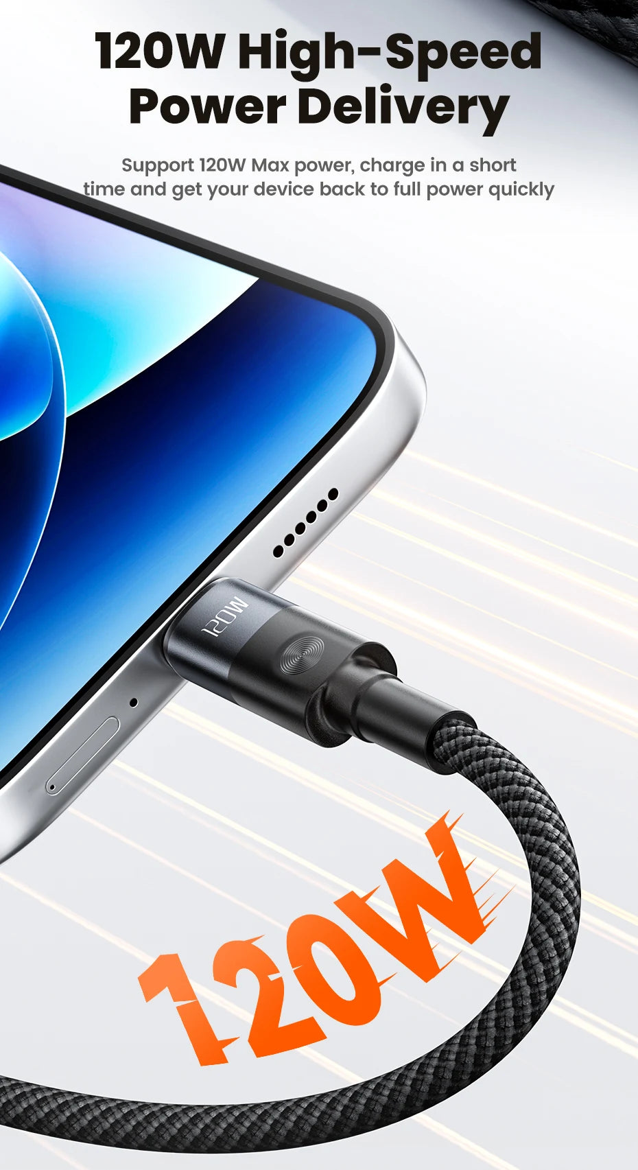 Toocki 6A USB to Type C Cable Charger 120W Turbo Super Charge USB C Cable Fast Charging for Xiaomi Mi 13 17 Pro Redmi Note POCO