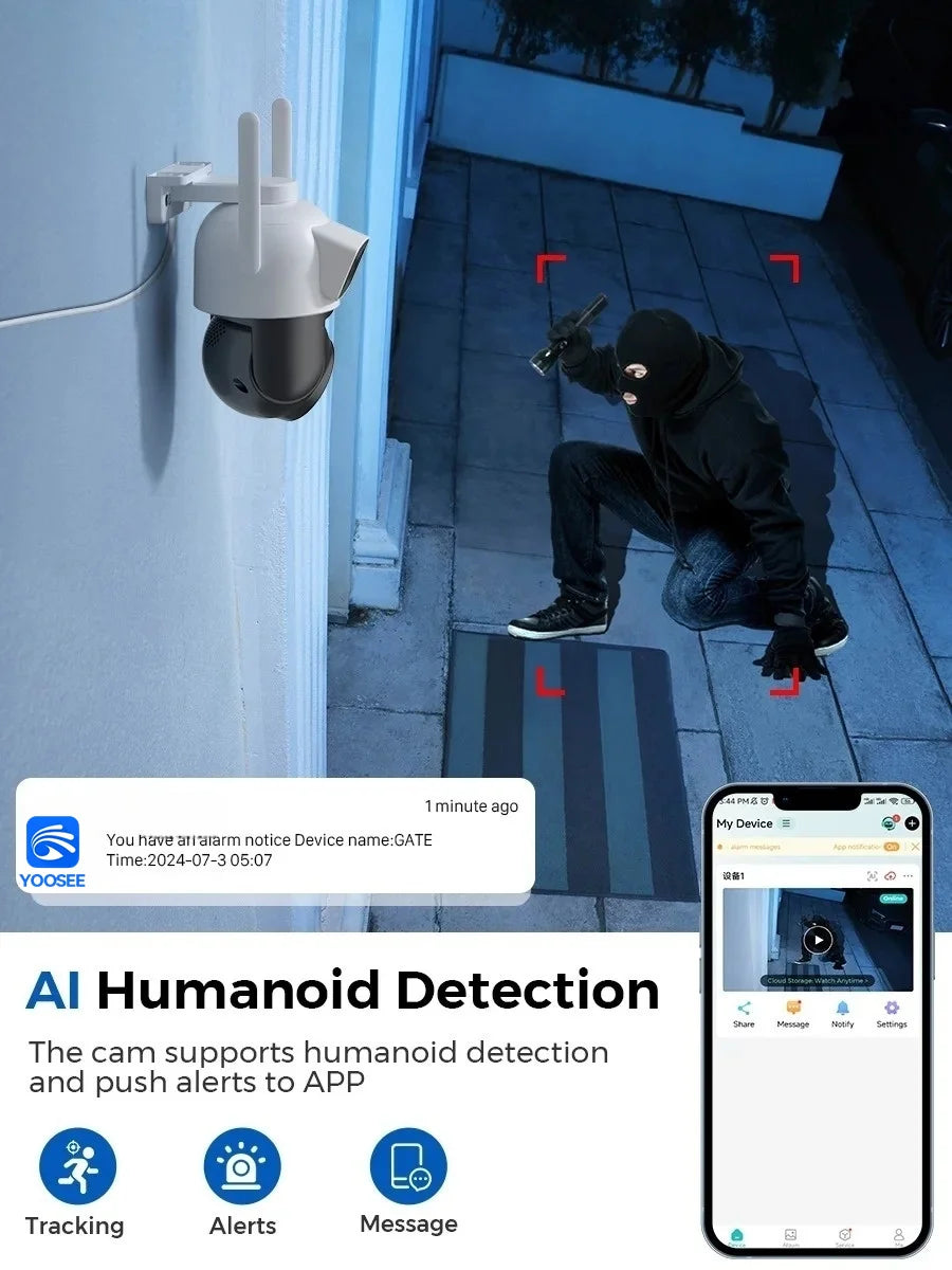 4K 8MP WiFi Surveillance Camera Dual Lens 10X Zoom PTZ IP Camera Auto Tracking Audio Video ONVIF Security CCTV Camera YOOSEE