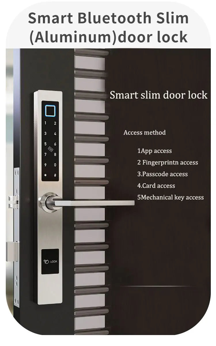 ZHDCOOKEY Electronic European Waterproof Bluetooth TTlock Fingerprint IC Card Password Digital Smart Door Lock For Aluminum Door