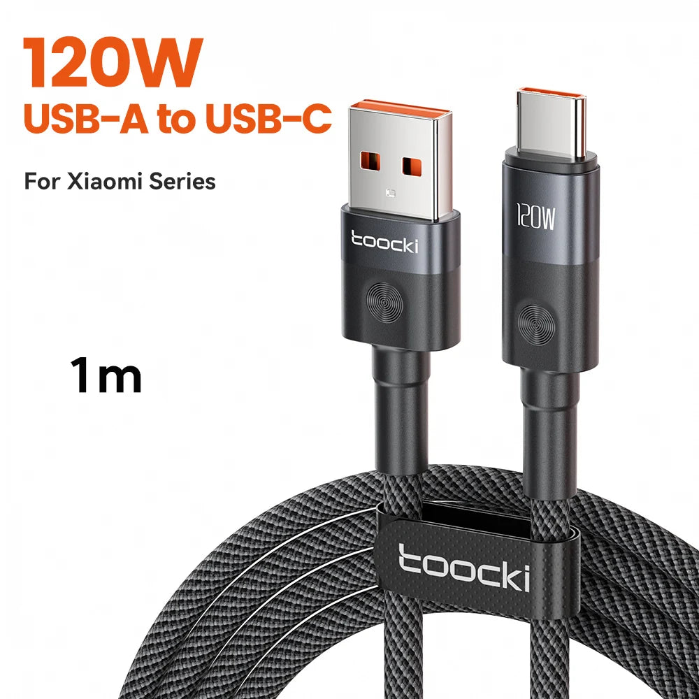 Toocki 6A USB to Type C Cable Charger 120W Turbo Super Charge USB C Cable Fast Charging for Xiaomi Mi 13 17 Pro Redmi Note POCO