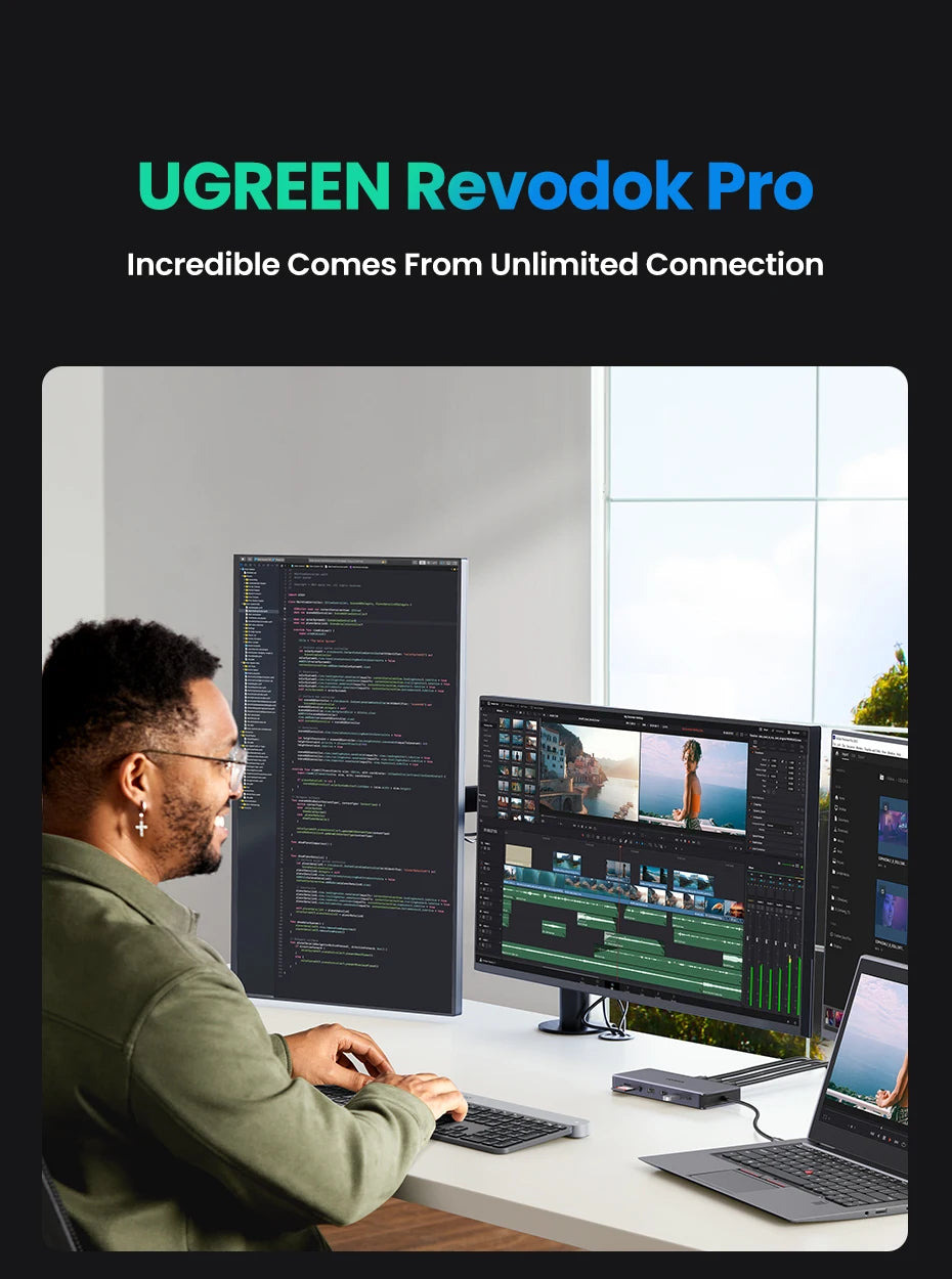 UGREEN 13-in-1 USB-C HUB Triple Display 4K Dual HDMI DP 10Gbps USB3.2 PD100W SD/TF Docking Station for MacBook Pro Air Dell XPS
