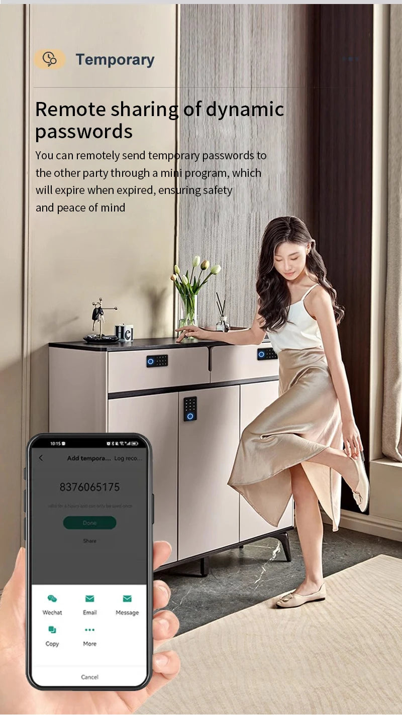 Smart Fingerprint Drawer Lock Tuya APP Electric Keyless Invisible Sensor Lock 13.56Mhz IC Card Unlock No Hole Cabinet Furniture