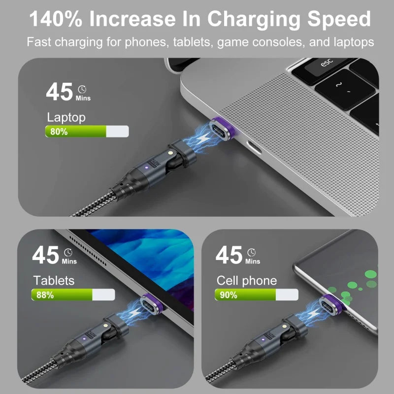 240W 6 in 1 PD3.1 Magnetic Cable Micro USB C to Type C Cable 6A Fast Charging for Macbook iPad iPhone 17 16 Samsung Xiaomi