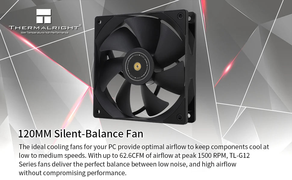 Thermalright 120mm Case Fan TL-G12/G12B/G12RB CPU Cooling Fan 120mm Silent-Balance Fan Reverse Airflow Design Fan