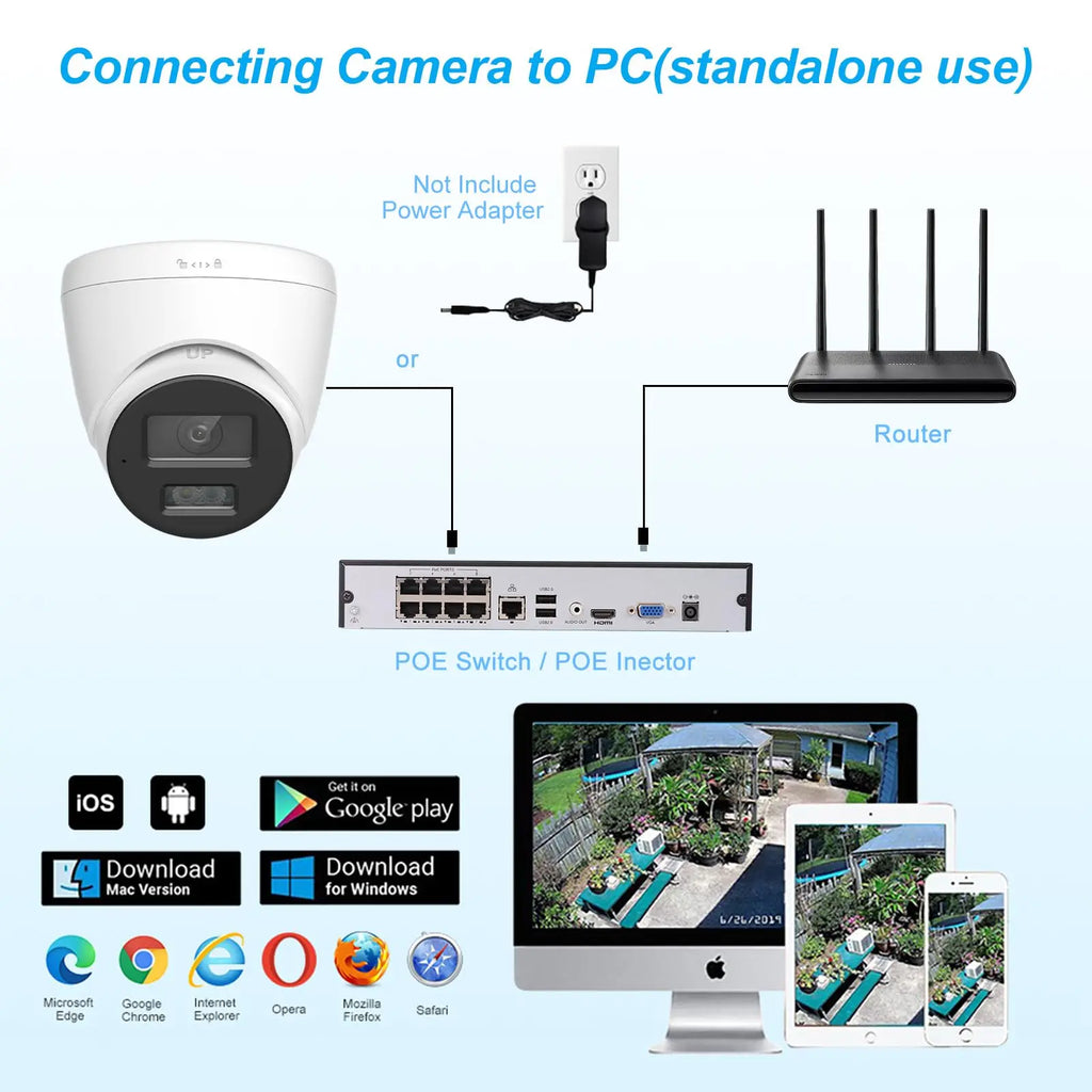 Anpviz 8MP 4K PoE IP Camera Outdoor Security Camera Color Night Vision Smart Motion Detection One-way Audio CCTV Camera H.265+