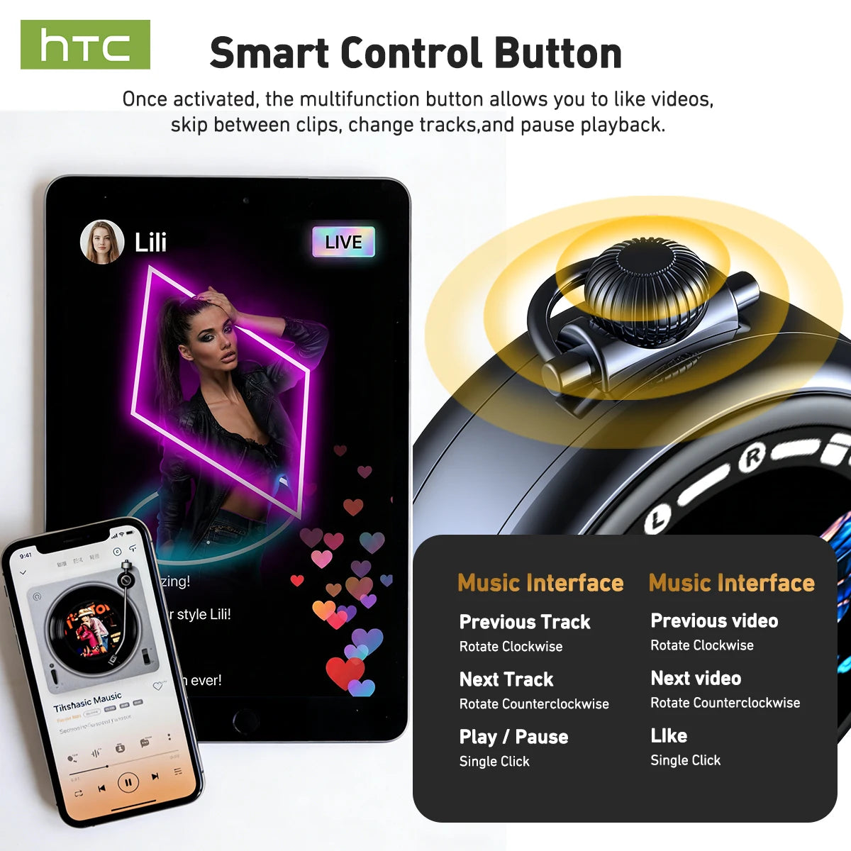 HTC NE71 True Wireless Earbuds Bluetooth 6.0 ANC Noise Cancelling IPX4 Waterproof 22H Playtime In-Ear Comfort Gaming Low Latency