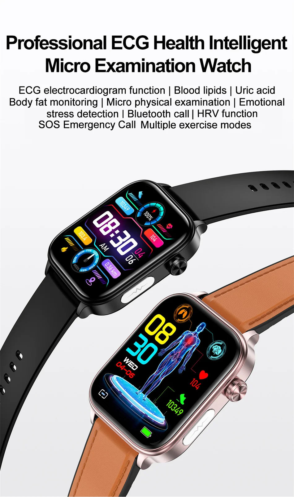 2025 New 24-Hour Health Monitoring Smart Watch Men Uric Acid Blood Lipids Heart Rate Bluetooth Call Smartwatch Women