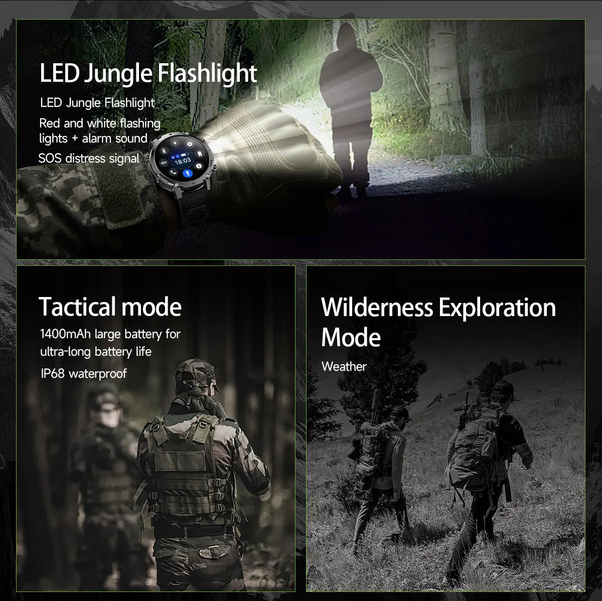 2026 New Military TANK SmartWatch Bluetooth call 10ATM Waterproof 1400mAh Battery Heart rate monitoring Outdoor Sports Watch Men