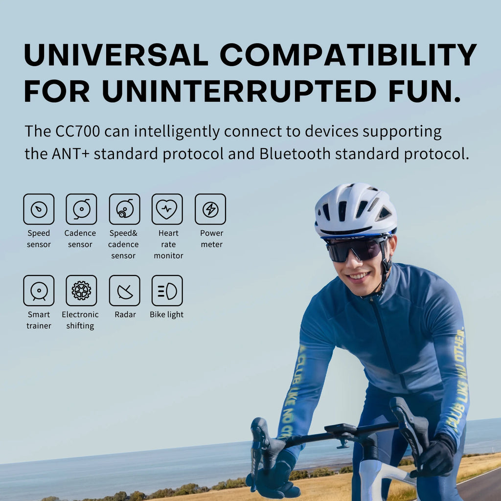 GEOID CC700 Bike Computer Wireless Color Screen ANT+ WIFI Bicycle Speedometer IPX7 Waterproof Route Navigation Cycling Odometer