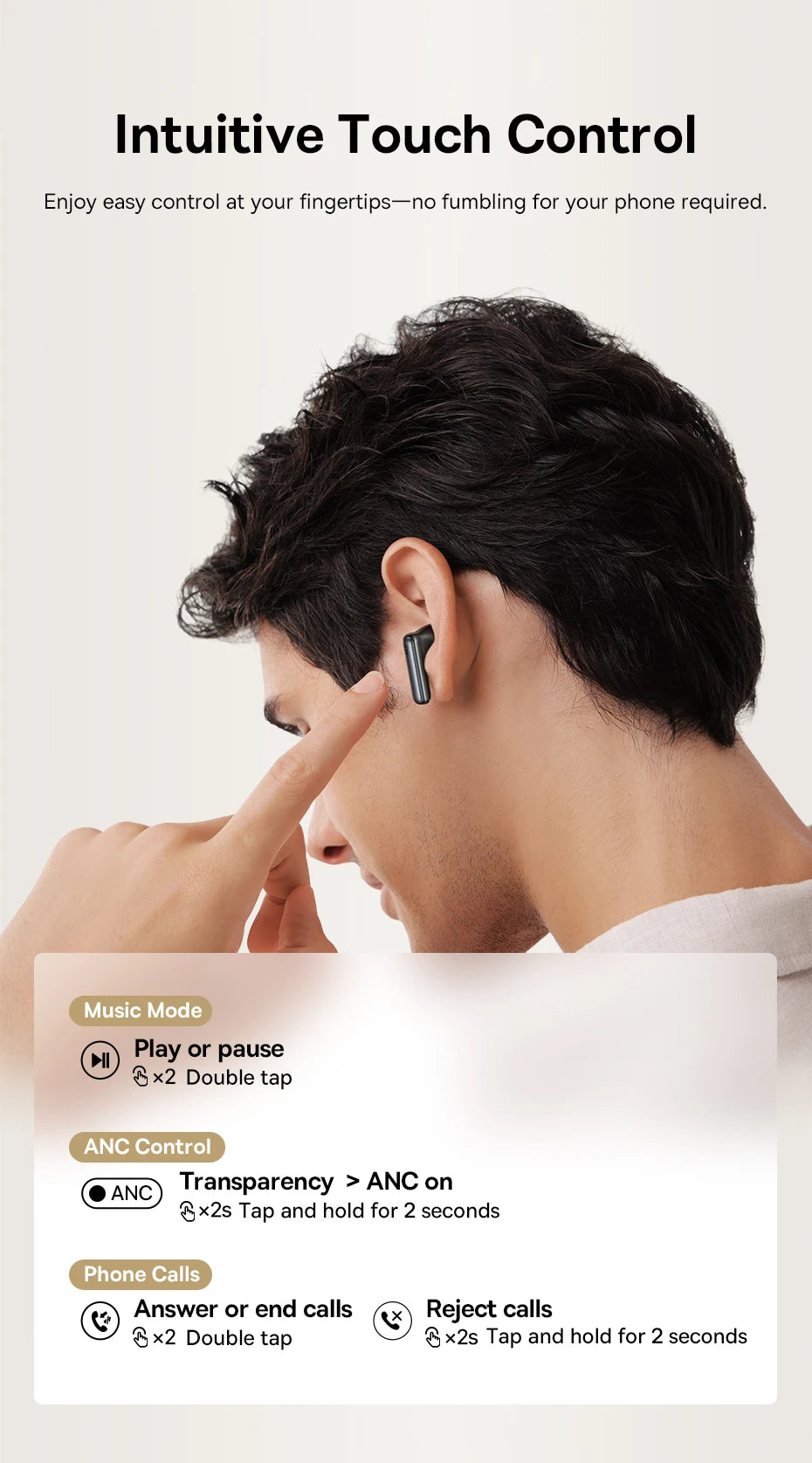 Baseus Bowie MP1 ANC Bluetooth 6.0 True Wireless Earbuds -55dB Adaptive Hybrid ANC Earphones Hi-Res LDAC 6-Mic ENC In-Ear buds