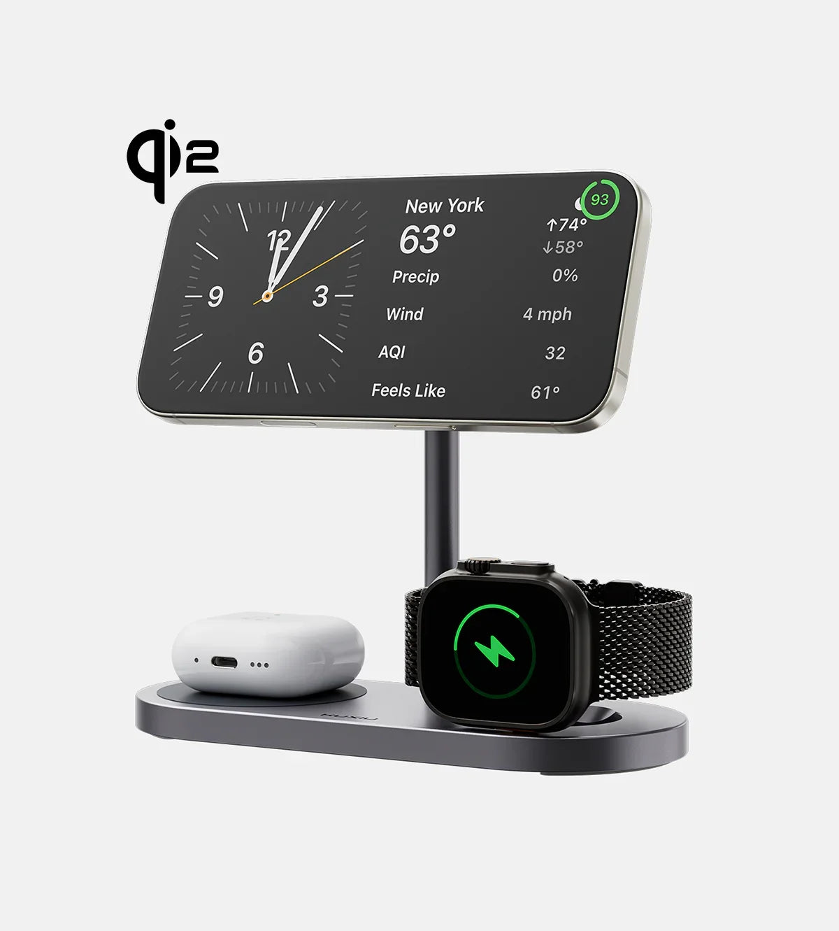KUXIU X23Q Qi2 Foldable Magnetic Wireless Charger Station 25W Fast Charging For iPhone 17 16 15 14 13 Serie,Apple Watch,AirPods