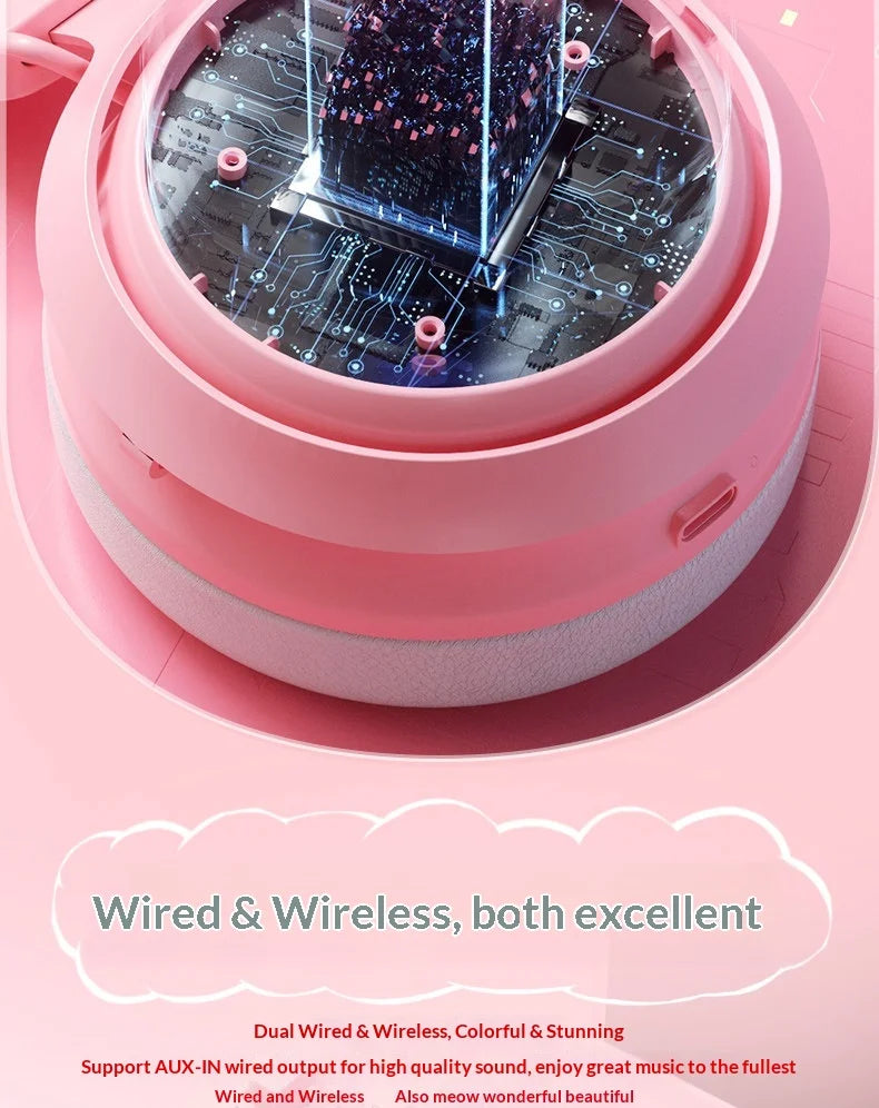 Somic GS510 Gamers Headphone With Microphone Cat Ears Rgb Light Colorful Cute Headset Noise Reduction Girl Gaming Earphones Gif