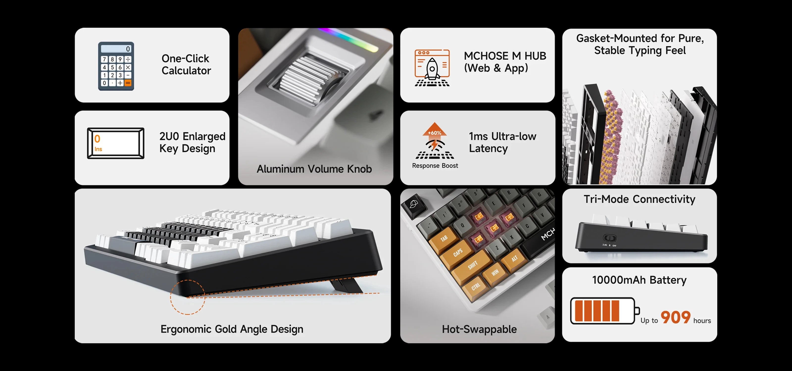 MCHOSE x Unbox Therapy - UT98 Gaming Mechanical Keyboard Wireless Quiet Offices KeyboardRGB Backlit Customized Silent Keyboard