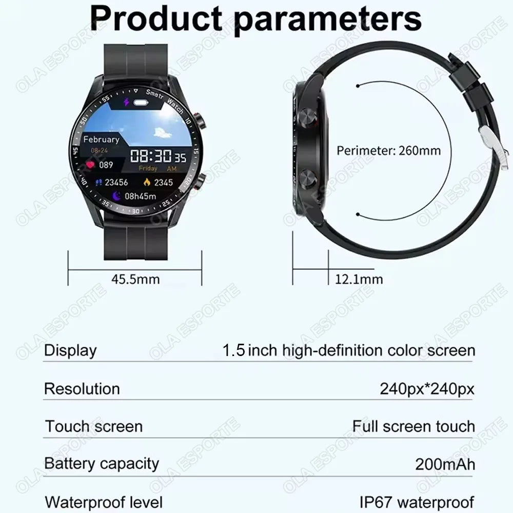 ECG+PPG Bluetooth Call Smart Watch Men Laser Health Blood Pressure Fitness Sports Watches Man Sports IP67 Waterproof Smartwatch