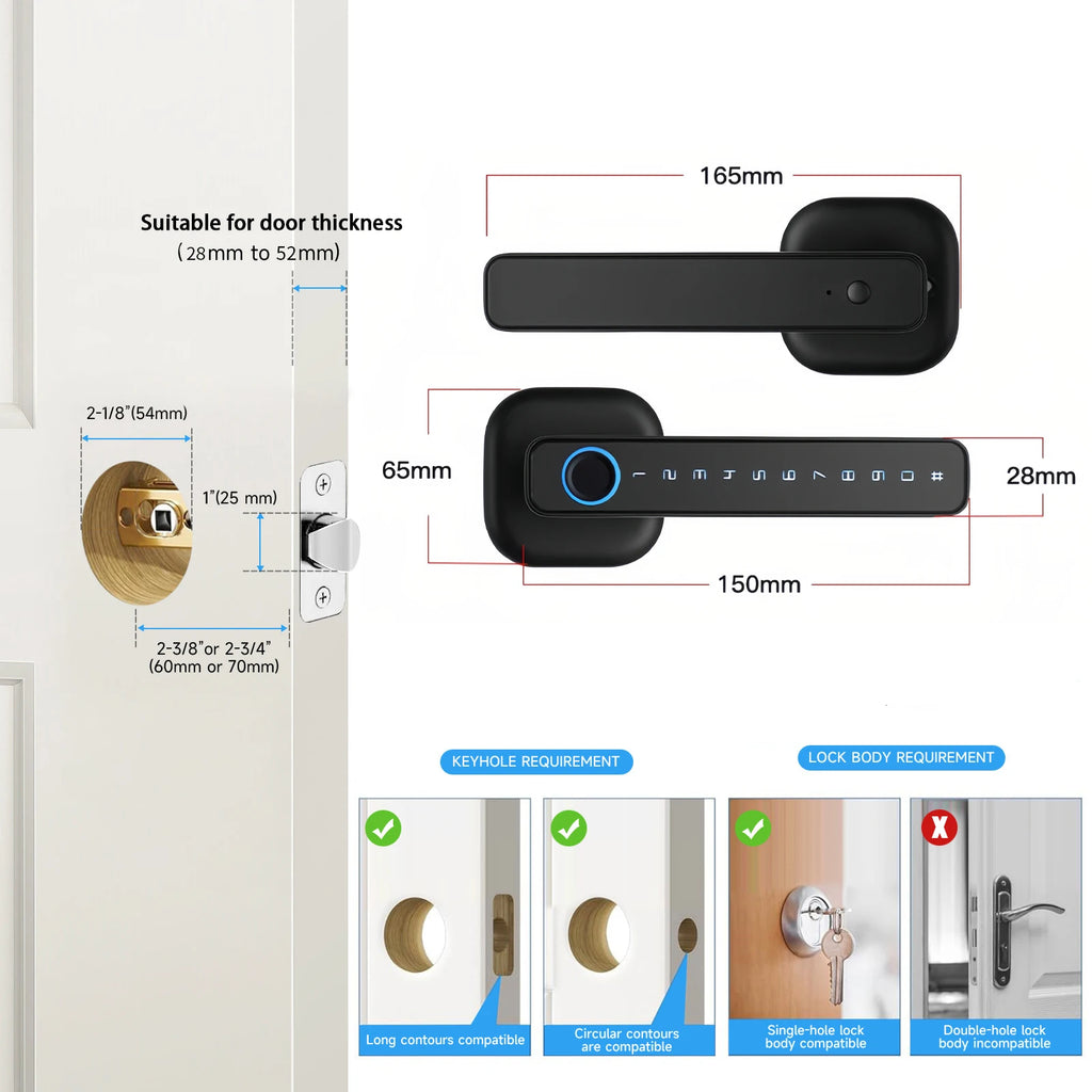 CDOK 2025 New M6 Tuya Bluetooth smart lock, door lock, fingerprint lock, password lock, multiple unlocking methods