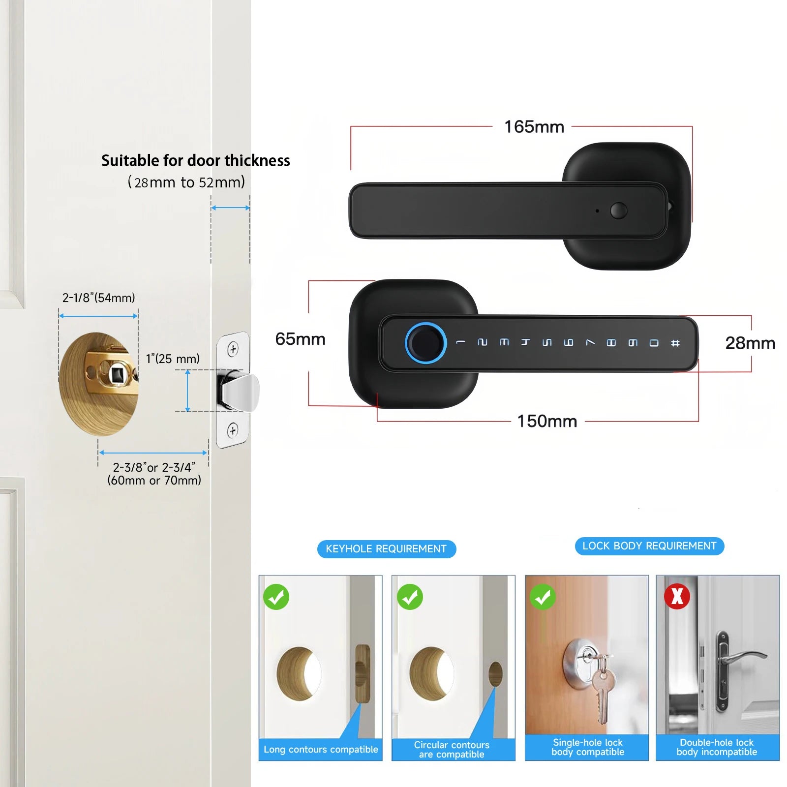 CDOK 2025 New M6 Tuya Bluetooth smart lock, door lock, fingerprint lock, password lock, multiple unlocking methods
