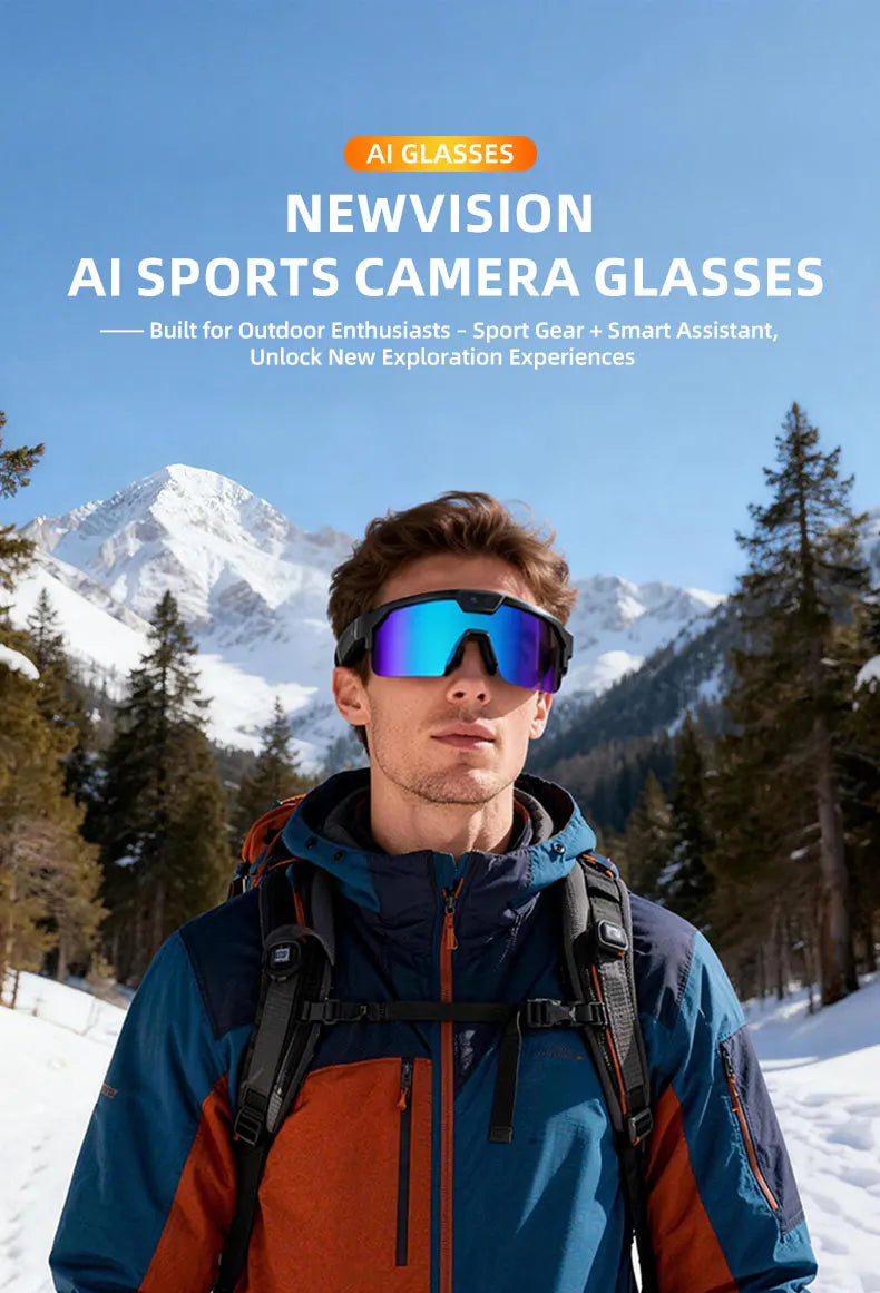 2026 New AI Sport Cycling Smart Glasses 80MP Camera 1200P HD Video Bluetooth 5.3WiFi Open Ear Riding Speaker Real-Time Translate