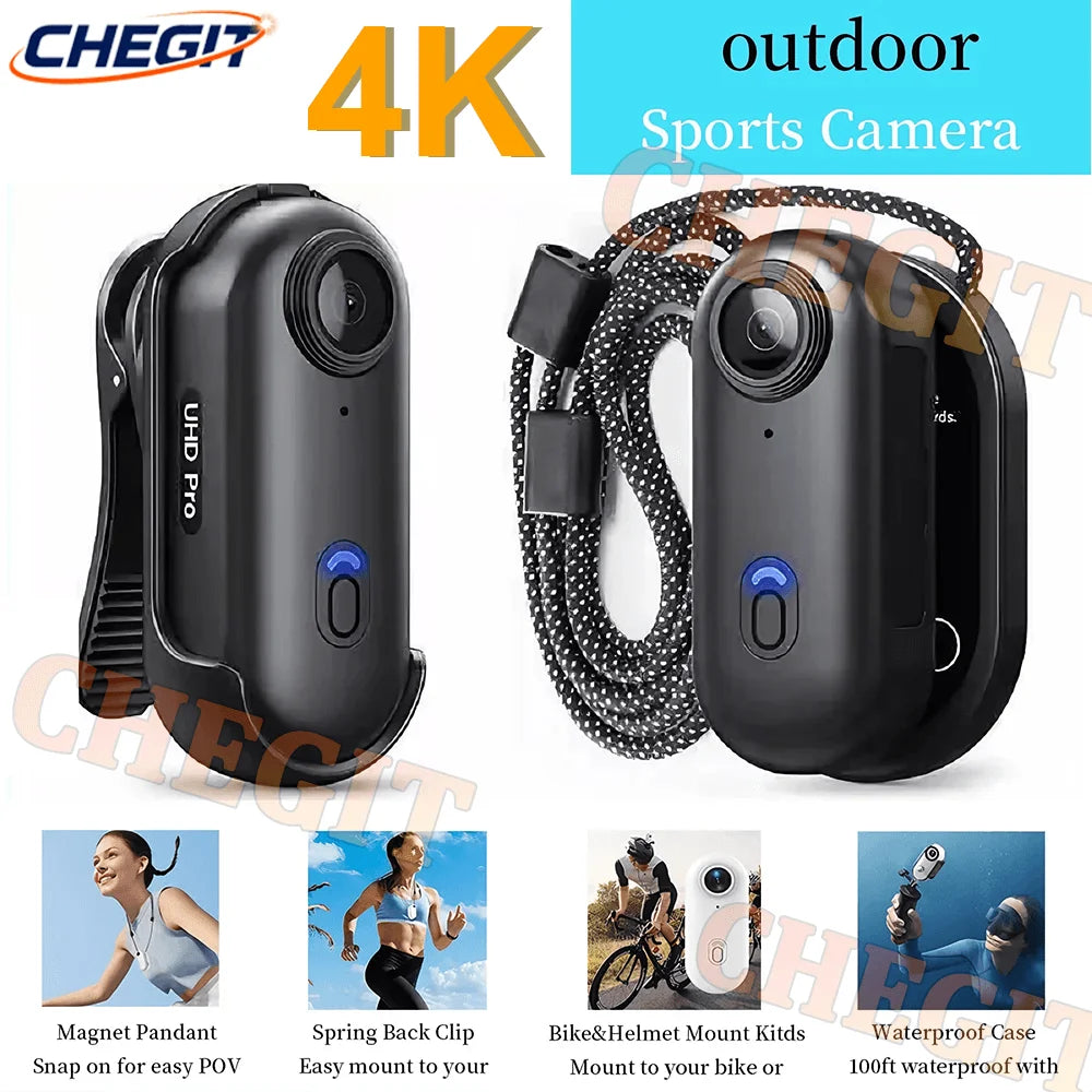 4K WiFi 1080P POV Magnetic Mini Action Camera Pocket Video Vlog Cam Helmet Motorcycle Bicycle Sports Holder Mount Recorder