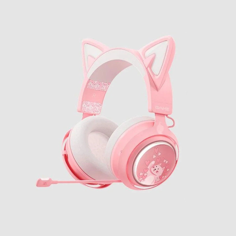 Somic GS510 Gamers Headphone With Microphone Cat Ears Rgb Light Colorful Cute Headset Noise Reduction Girl Gaming Earphones Gif