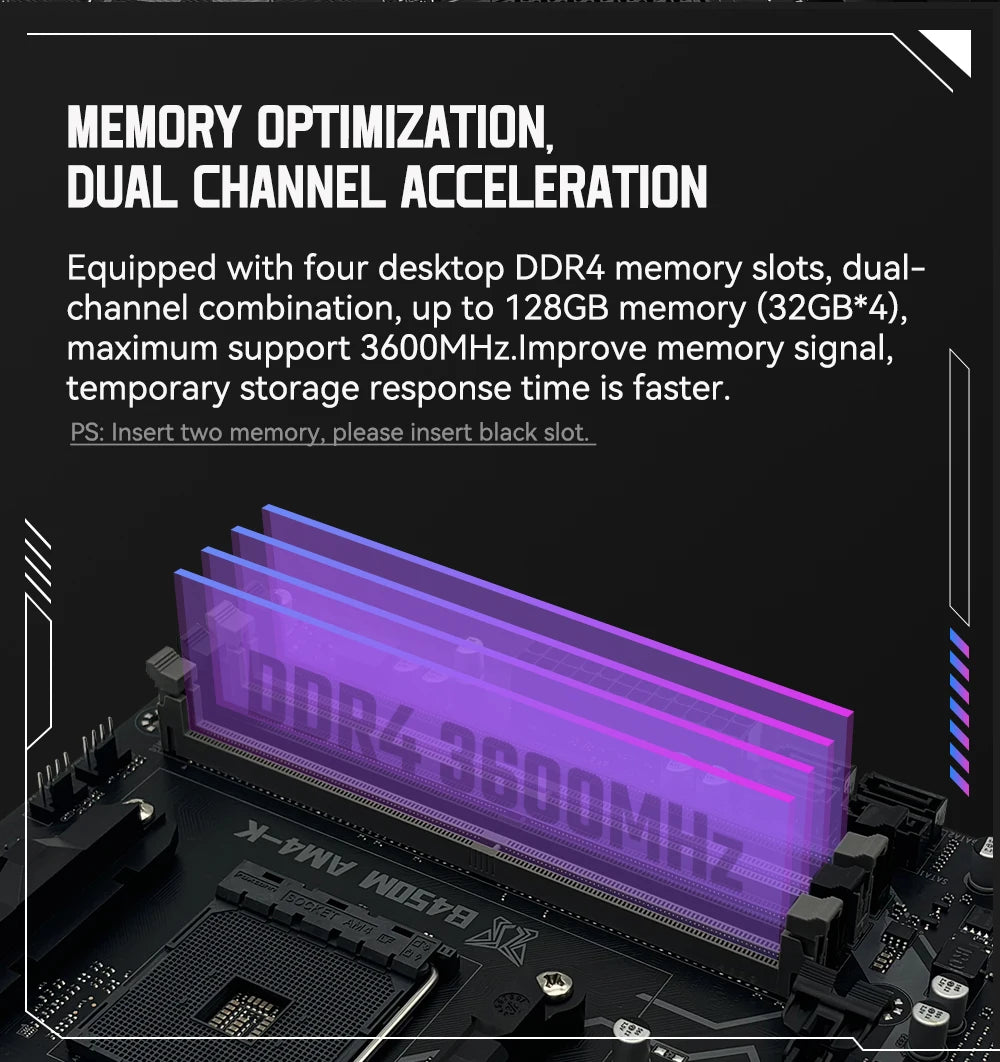 MACHINIST B450M-AM4-K ADM Motherboard Supports AM4 Series (Ryzen 1-5 CPU) DDR4 RAM Dual NVME M.2 With HDMI Interface VGA DP
