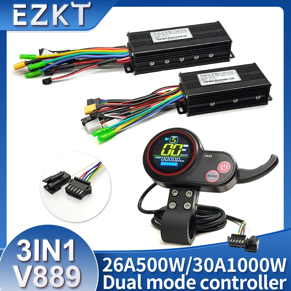 Ebike 17A26A30A40A45A Sinawave Controller 36V/48V LCD DIsplay V889 Wheel Hub Motor 500W-2000W Electric Bicycle Conversion Kit