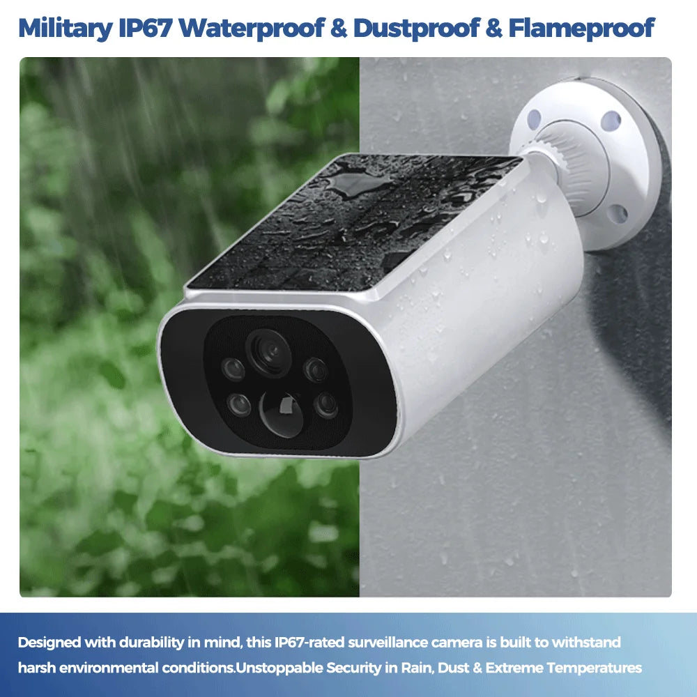 ALEVIO 2.5K Outdoor Solar Camera Wireless Cam WIFI Ultra Standby Time PIR Motion Light Color Night Vision AI Detect Battery Cam