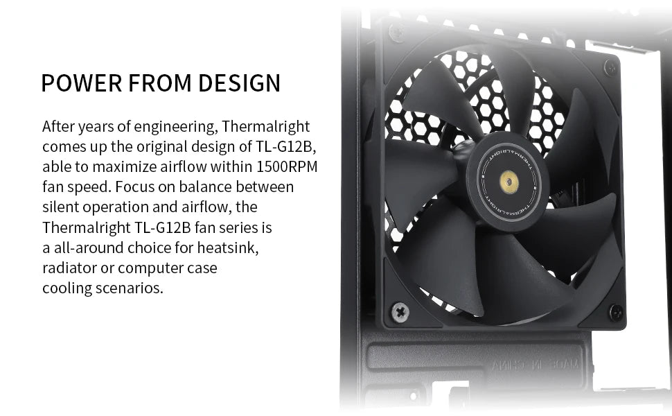 Thermalright 120mm Case Fan TL-G12/G12B/G12RB CPU Cooling Fan 120mm Silent-Balance Fan Reverse Airflow Design Fan