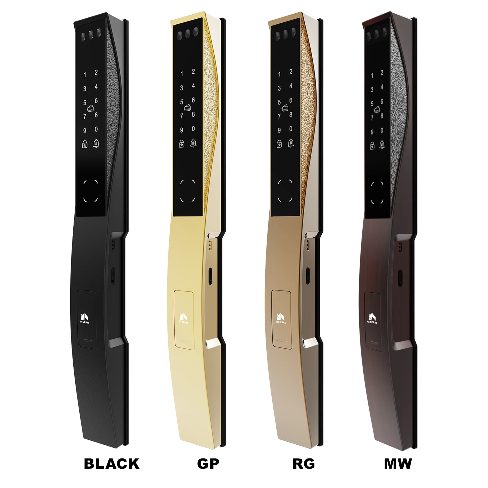 WINFREE 3D Face Recognition Smart Door Lock Slim Door Smart Lock Fingerprint Passcode Card Tuya APP Control Digital Lock Waterproof and Rechargeable Battery Intelligent Lock for Front Door and Gate