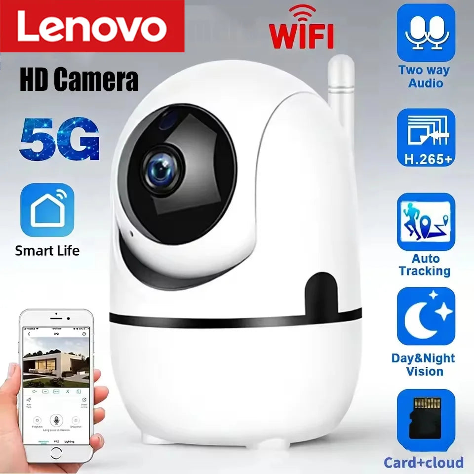 Lenovo Mini Smart Home Camera Infrared HD Wireless WiFi Surveillance Camera with 5MP Full-Color Night Vision Security Camera