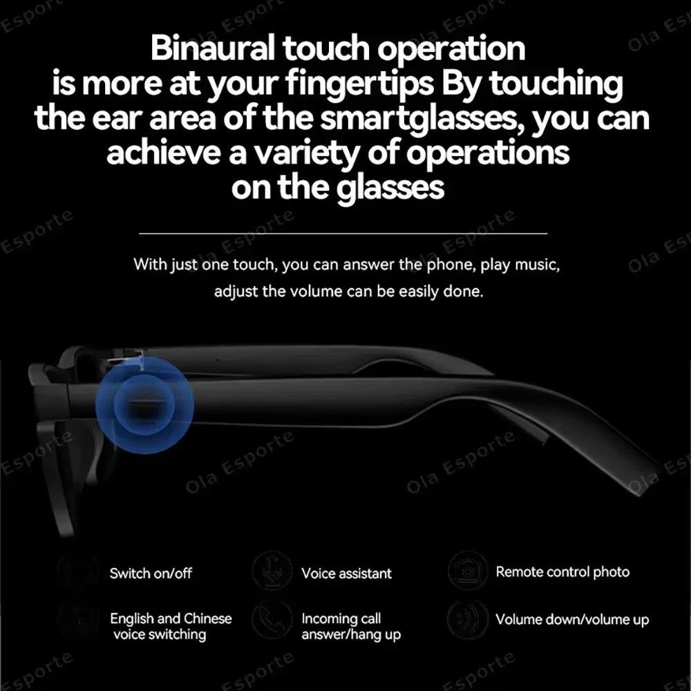 Lenovo AI Smart Glasses Remote Control 8K HD Camera Touch Photo Recording Translator Voice Assistant Music Bluetooth Sunglasses