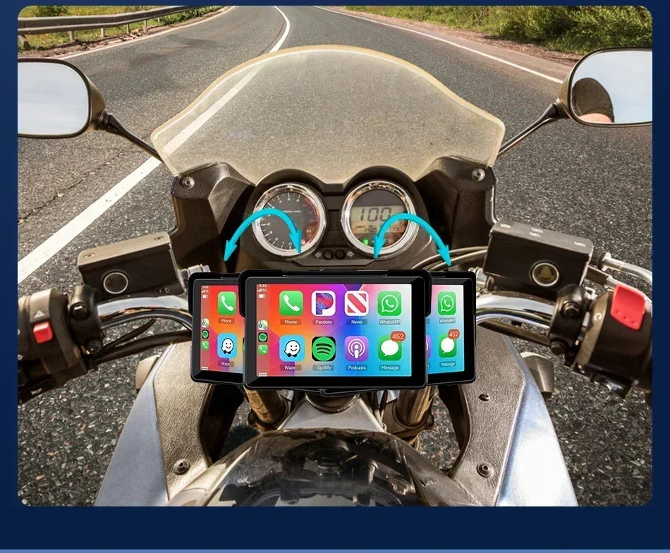 Jansite 5/7 inch Motorcycle Carplay Screen GPS Navigation Wireless Carplay Android Auto Dual Bluetooth IPX7 Waterproof Display