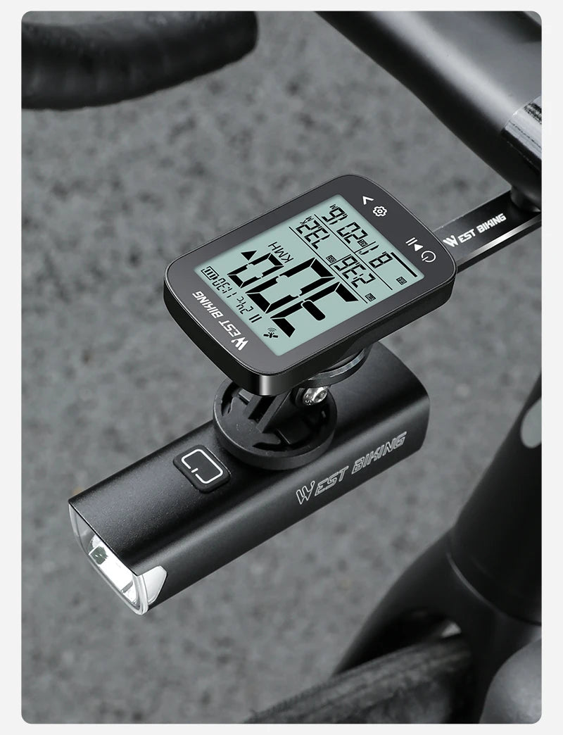 WEST BIKING Intelligent GPS Bicycle Computer Large Screen Wireless Cycling Speedometer IPX7 Waterproof Lightweight Bike Odometer