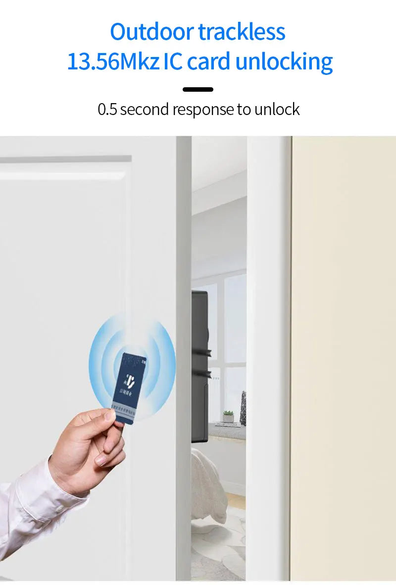 Tuya APP Remotely Control IC Card Lock Invisible Automatic Motor Bolt Lock For Home Wooden Door No Drilling Hole Installation