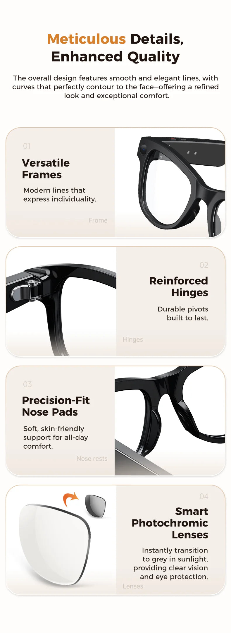 2026 4K HD AI Smart Glasses Chat GPT 800MP Camera Bluetooth Call 290mAh Battery 32GB Voice Assistant Control Smart Glasses 2026