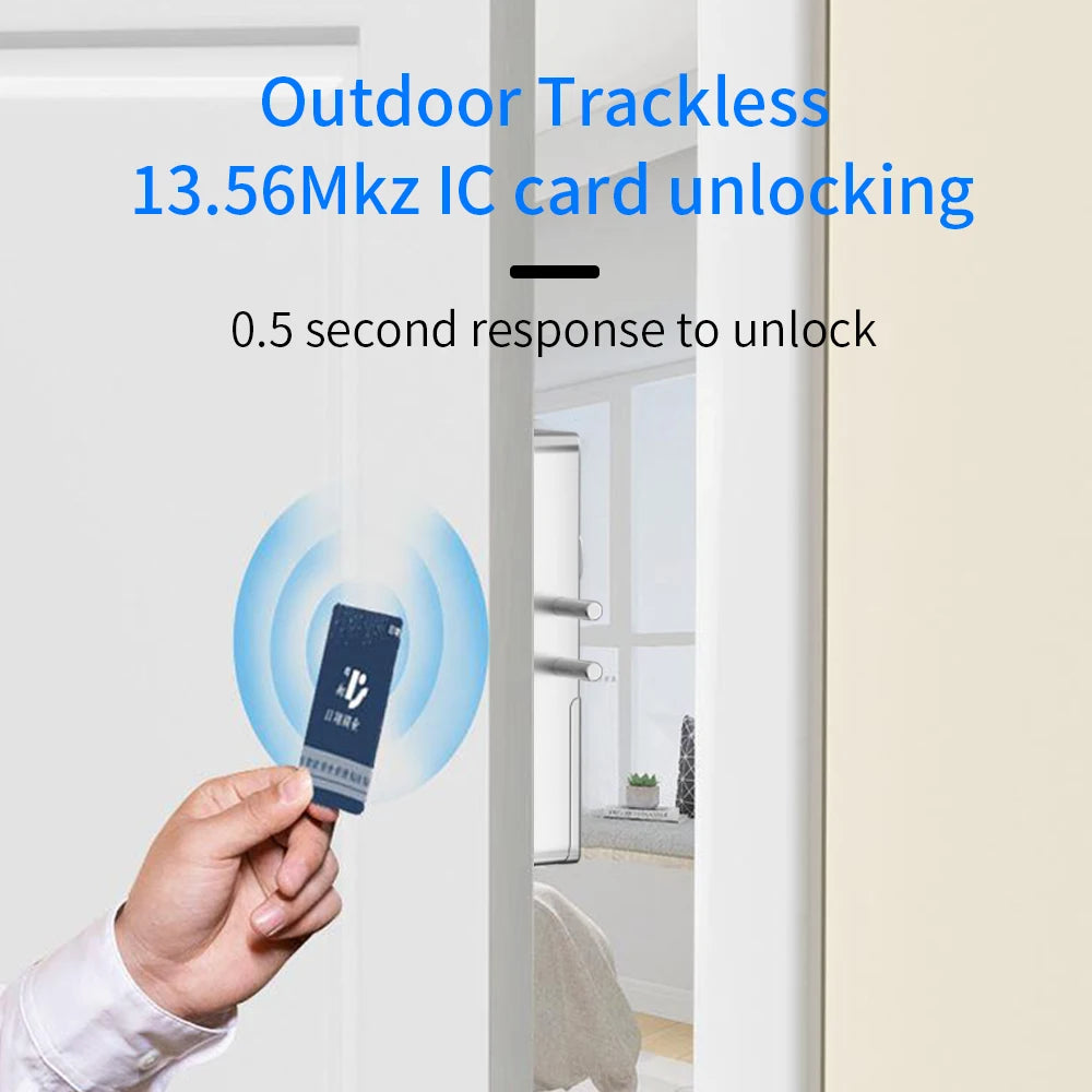 Tuya APP Remotely Control IC Card Lock Invisible Automatic Motor Bolt Lock For Home Wooden Door No Drilling Hole Installation